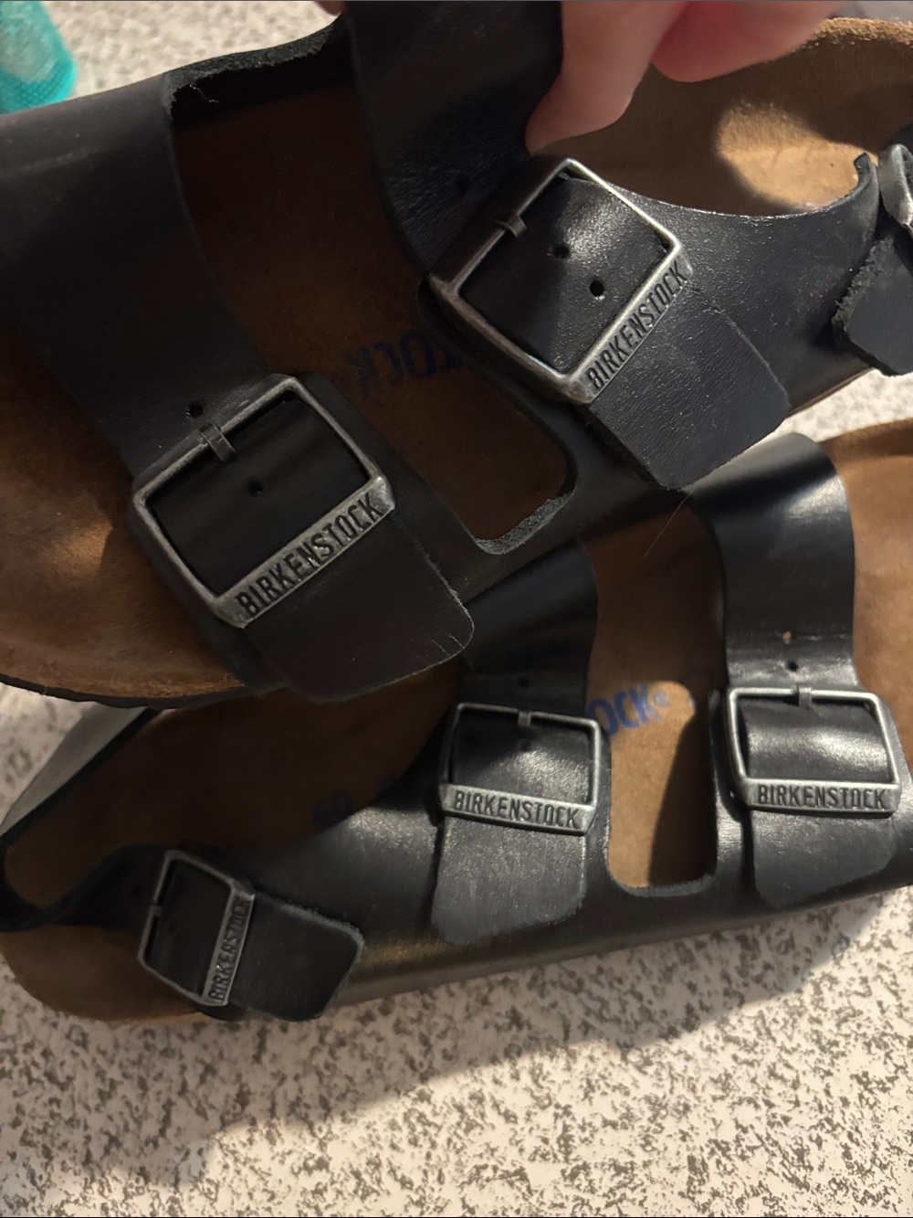 Birkenstock women’s black triple strap leather sandals - Picture 5 of 7